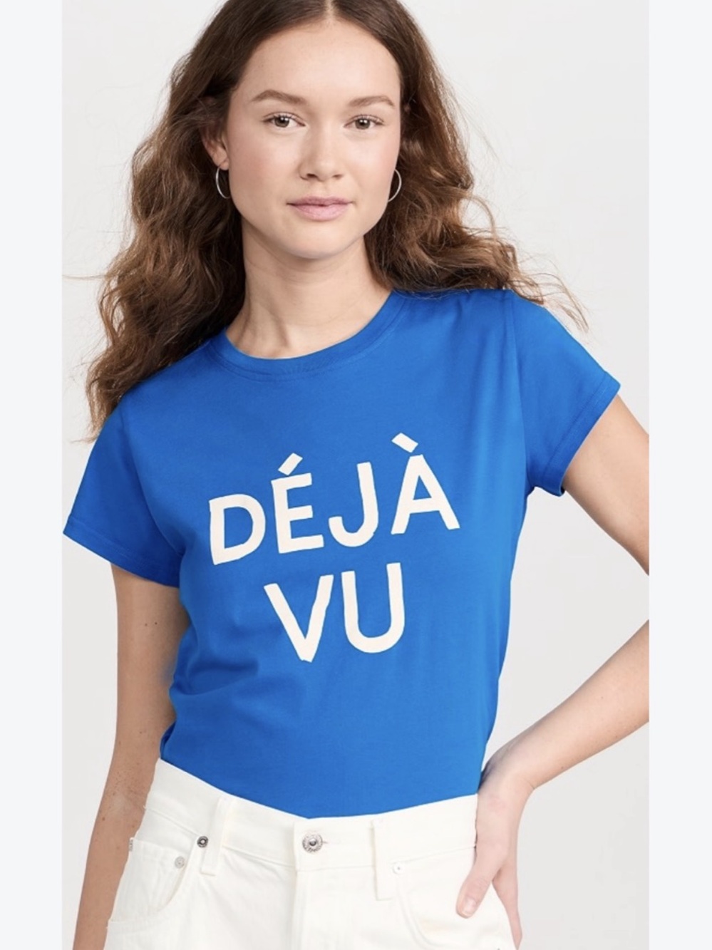 CLARE V. DEJA VU Classic TEE - size S COBALT CREAM